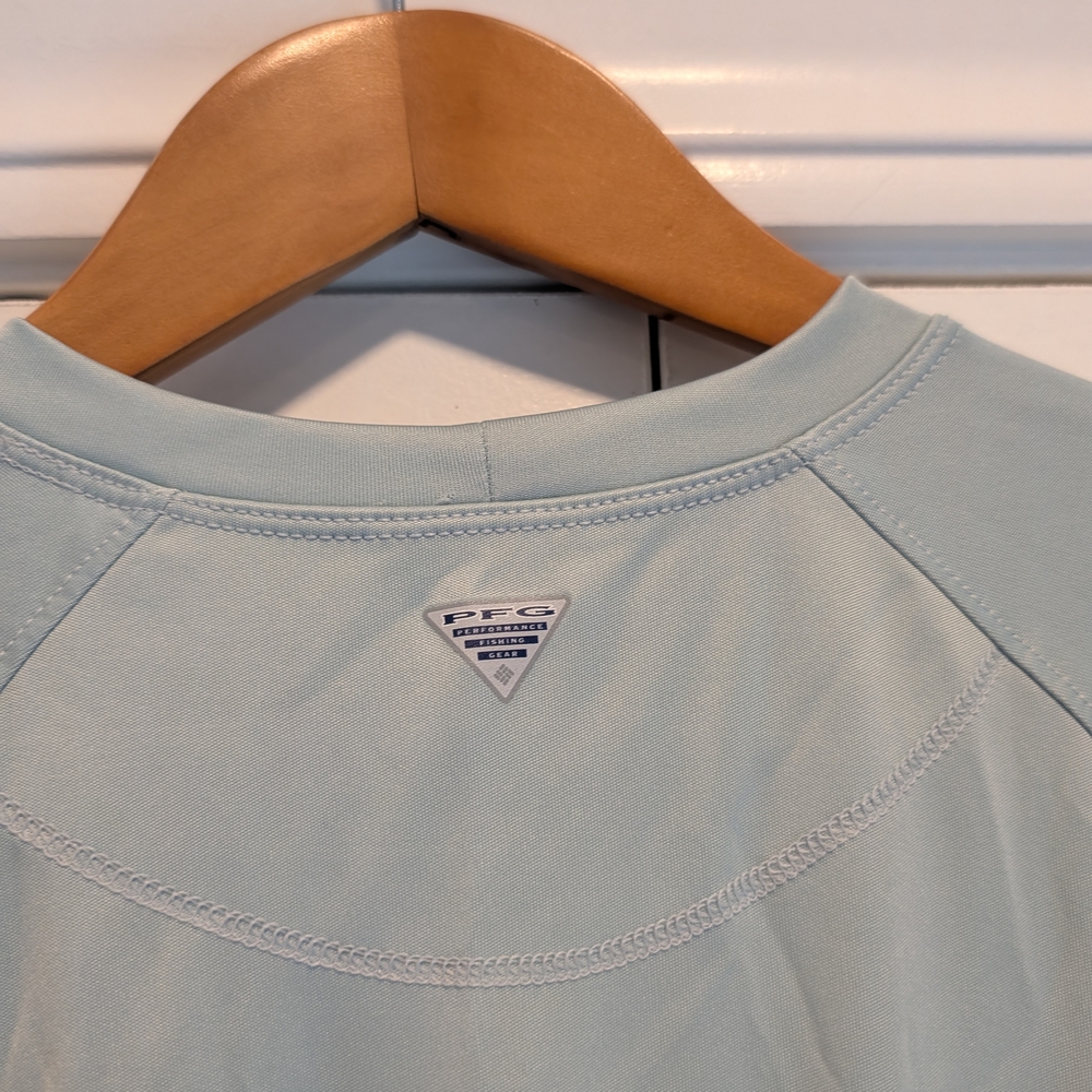 COLUMBIA PFG Men's Light Blue Long Sleeve Sports Tee Shirt Size Medium - Picture 5 of 8